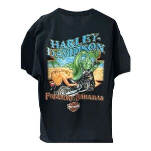 Harley Davidson Bahamas Mermaid Graphic Tee Large Black Biker Motorcycle